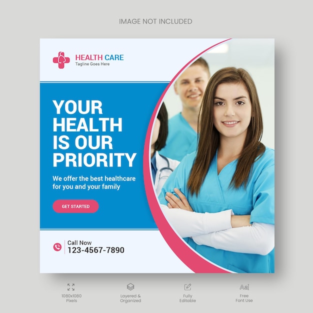 health clinic social media post and web banner template