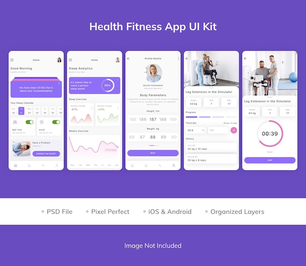 PSD健康健身应用程序ui工具包