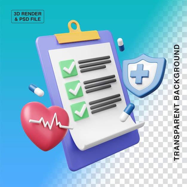 PSD health insurance 3d illustration