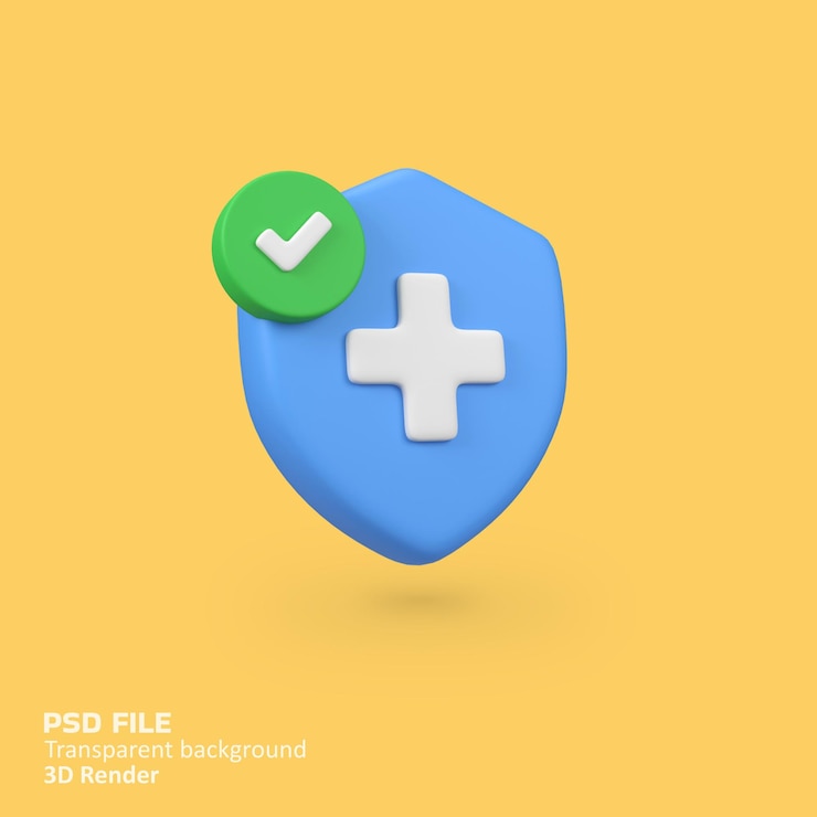 PSD 健康保険と医療保護 孤立した 3d レンダリングアイコンのイラスト