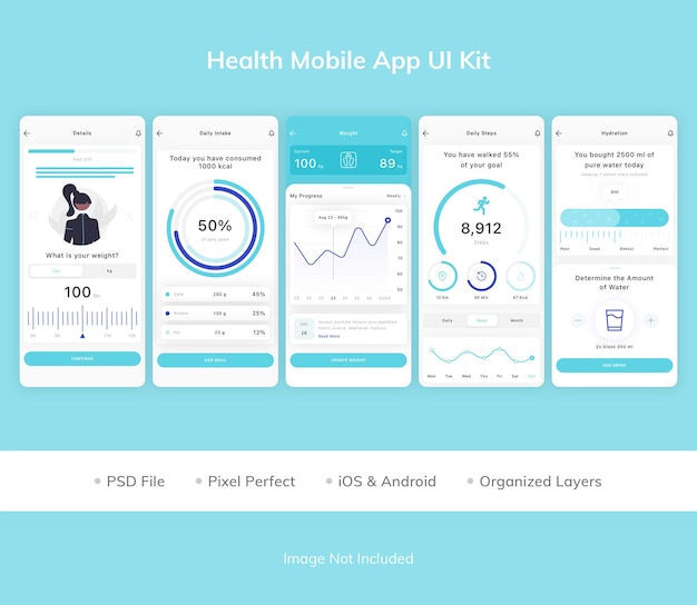 PSD health mobile app ui kit