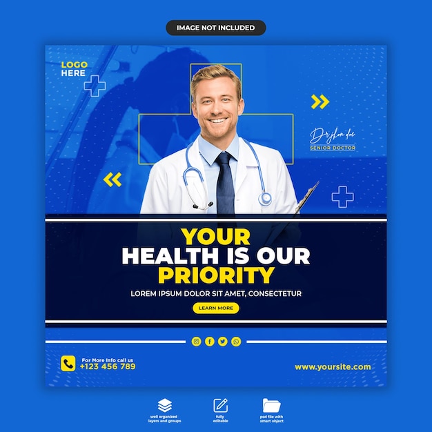 Premium PSD | Dentist for healthy teeth social media post design