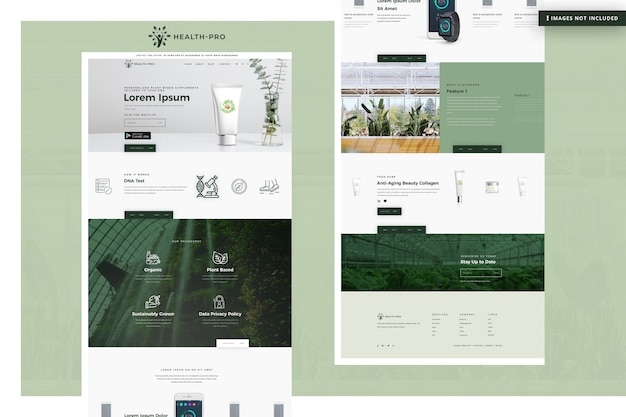 PSD pagina del sito web di health pro