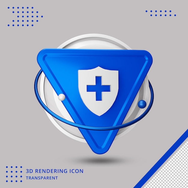 PSD health shield icon in 3d rendering isolated