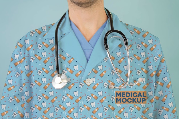 Health worker with medical mock-up clothing