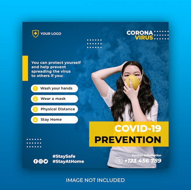 Banner sanitario con tema di prevenzione dei virus