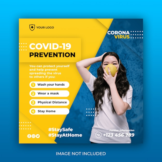 PSD healthcare banner with virus prevention theme