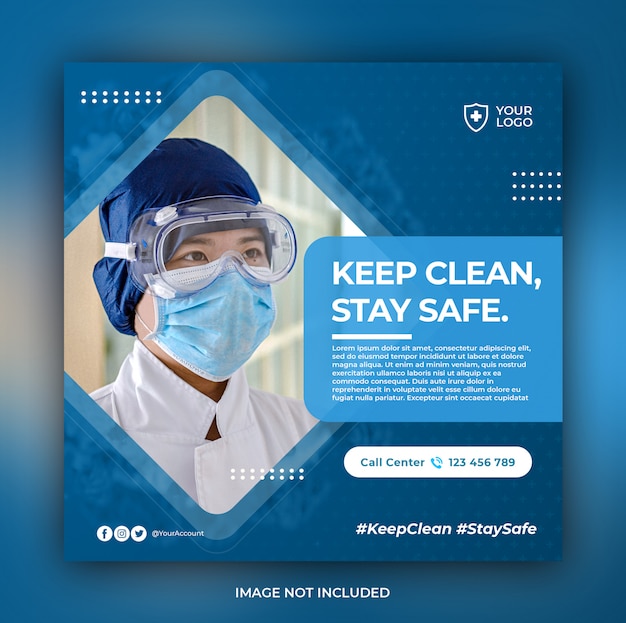 Banner sanitario con tema di prevenzione dei virus