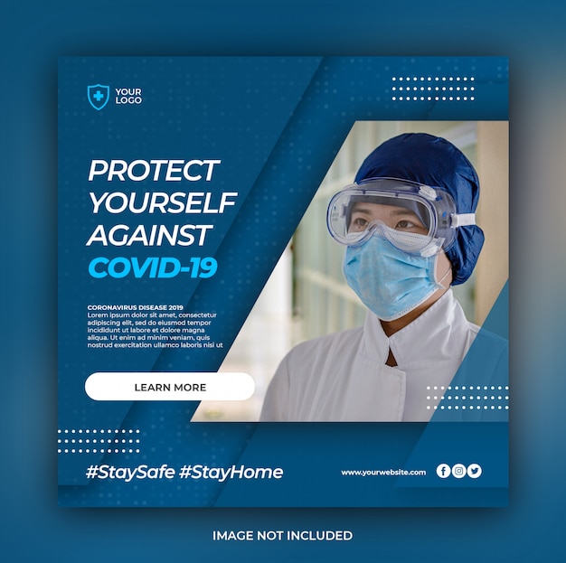 PSD healthcare banner with virus prevention theme