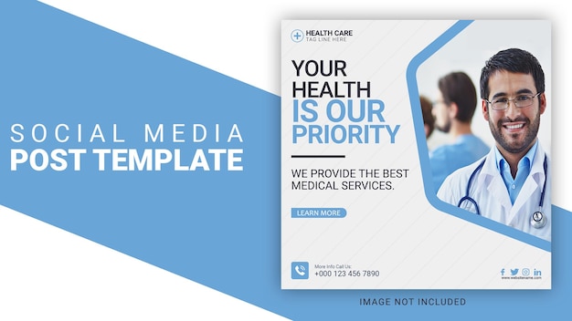 PSD healthcare consultant medical clinic doctor social media square banner ads post or flyer template