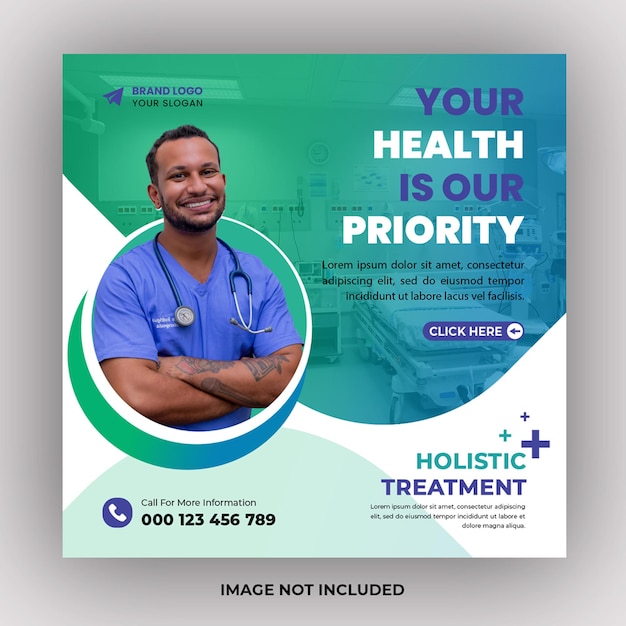 Healthcare or Dentist Medical health and modern square flyer for social media web banner