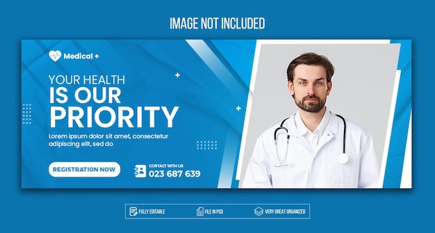 PSD design della copertina di facebook medico sanitario psd premium