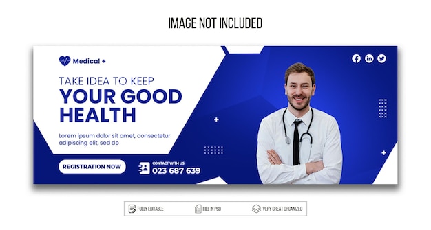 Design della copertina di facebook medico sanitario psd premium