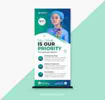 PSD healthcare medical roll up banner design template