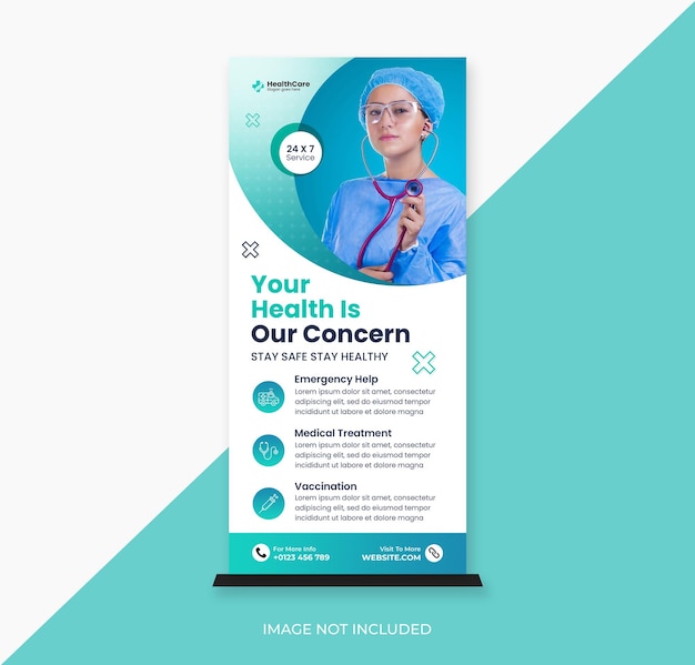 Healthcare medical roll up banner design template