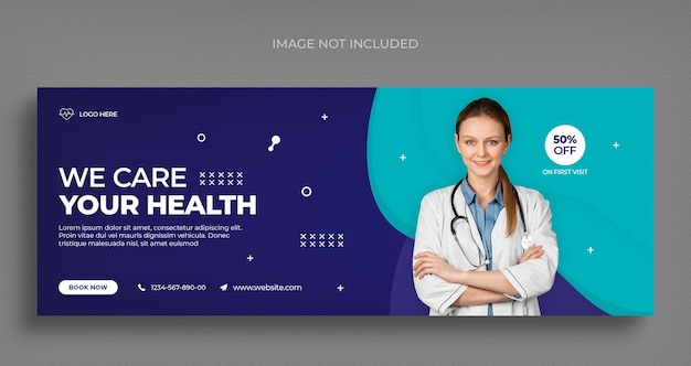 Healthcare and medical social media web banner and Facebook cover photo design template