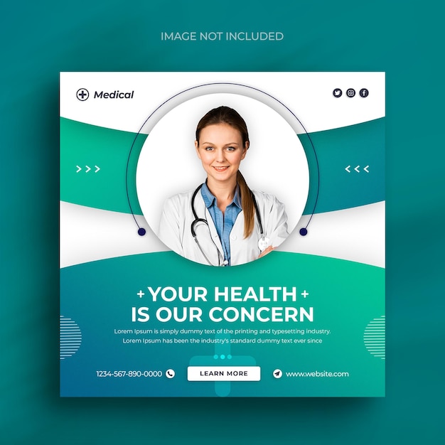 Healthcare prevention banner or square flyer for social media post template