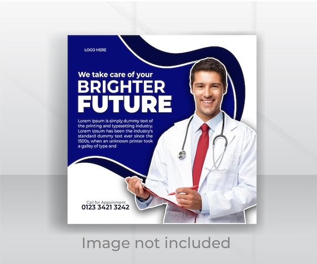 PSD healthcare prevention banner or square flyer for social media post template