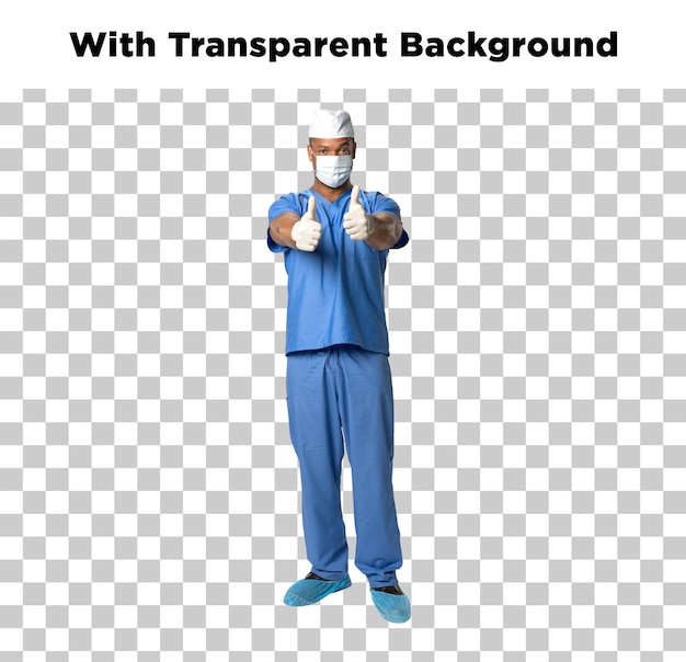 healthcare professional giving thumbs up with transparent background