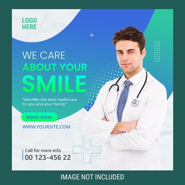 Healthcare social media banner instagram post template, medical, dental social media banner ad