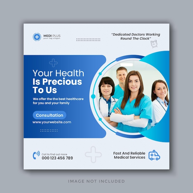 Healthcare social media post flyer and web banner template