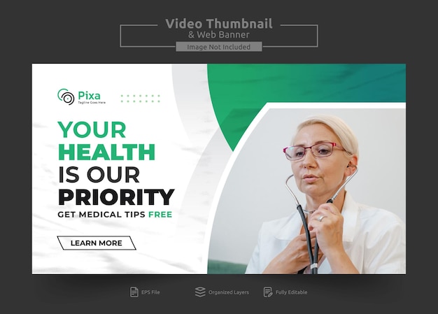 PSD healthcare youtube video thumbnail and web banner template