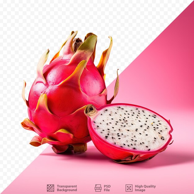 PSD healthful red dragon fruit alone on transparent background