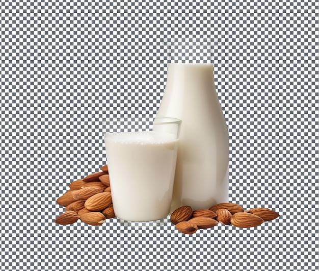 PSD healthy almond milk isolated on transparent background