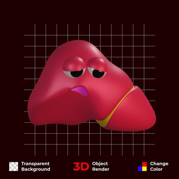 PSD organi biologici sani polmone sorridente biologia medicina isolato personaggio dei cartoni animati icona 3d