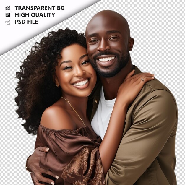 PSD healthy black couple ultra realistic style white backgrou