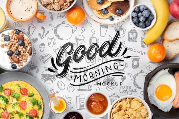 Healthy breakfast concept mock-up