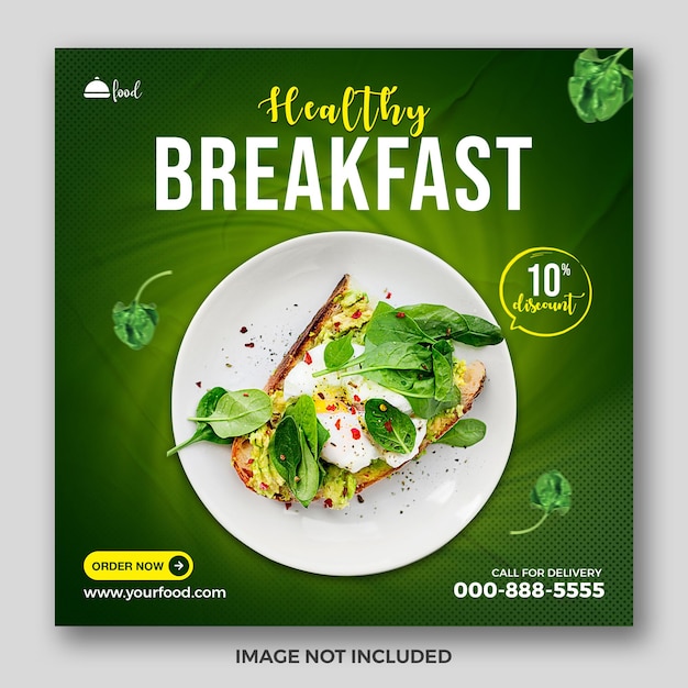 Healthy breakfast food social media banner post template