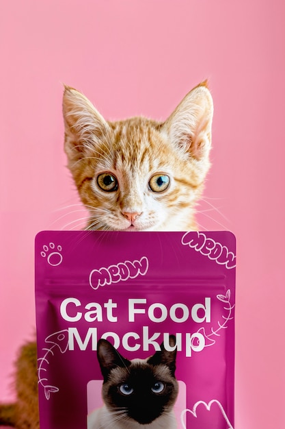 健康的な猫の食料のモックアップ