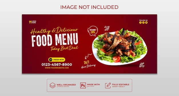 PSD healthy and delicious food menu facebook cover template