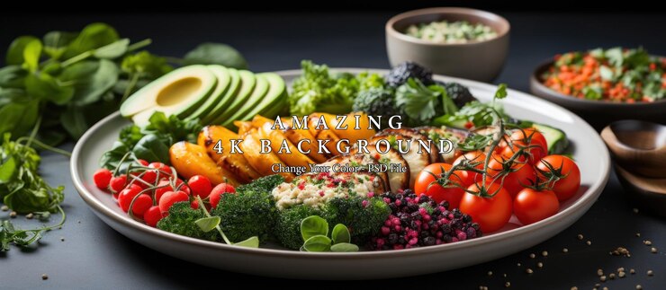 PSD здоровая и вкусная веганская тарелка