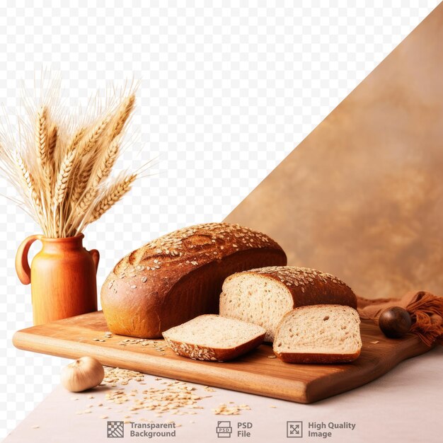 PSD 健康的な食事の背景に全粒パン、まな板