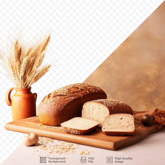 Healthy diet background with whole grain bread and cutting board