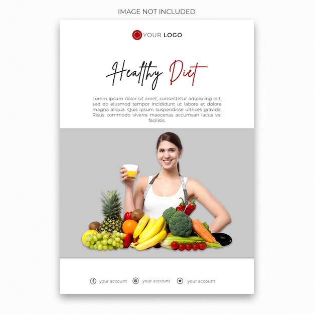 PSD healthy diet poster template theme