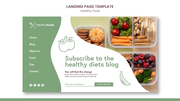 PSD healthy diets landing page template