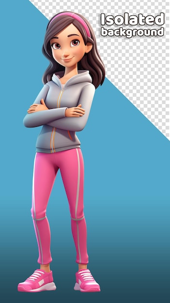 PSD a healthy fitness trainer 3d character wearing a workout outfit isolated background