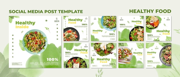 PSD healthy food concept social media post template