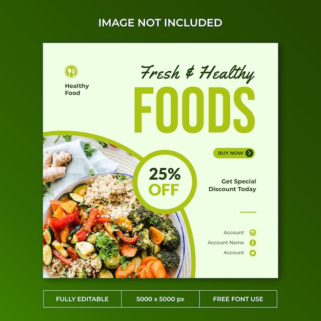 PSD healthy food instagram post social media template