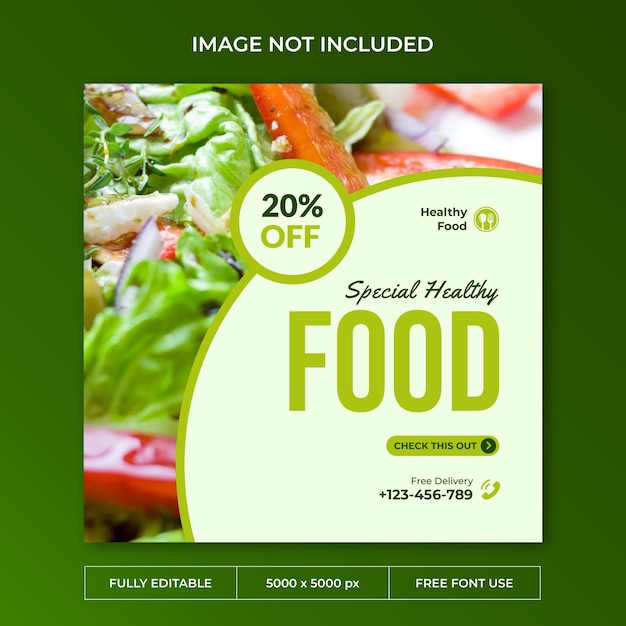 PSD healthy food instagram post social media template