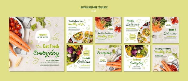 PSD healthy food instagram posts collection