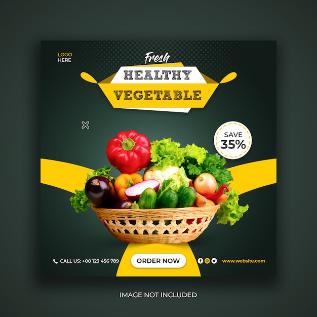 Healthy food instagram social media banner template