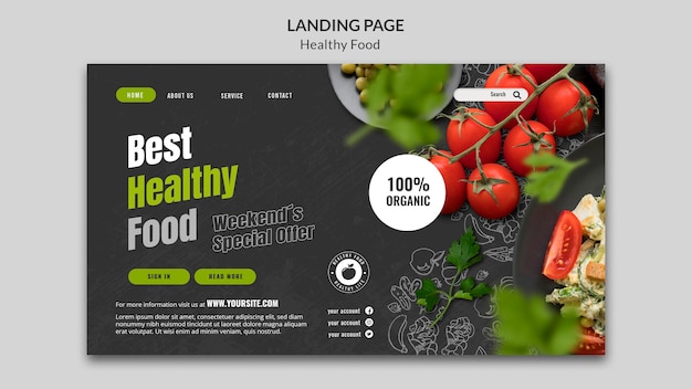 Healthy food landing page design template