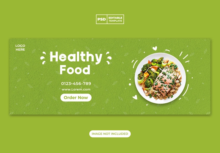PSD 健康食品メニューfacebookカバーテンプレート