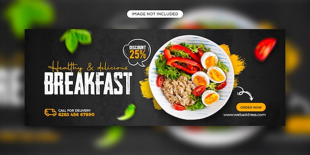 PSD modello di banner di copertina di facebook di social media di promozione del menu di cibo sano