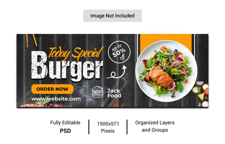 PSD healthy food menu promotion and social media facebook cover banner template