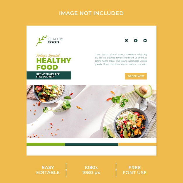 PSD healthy food and menu restaurant social media post template